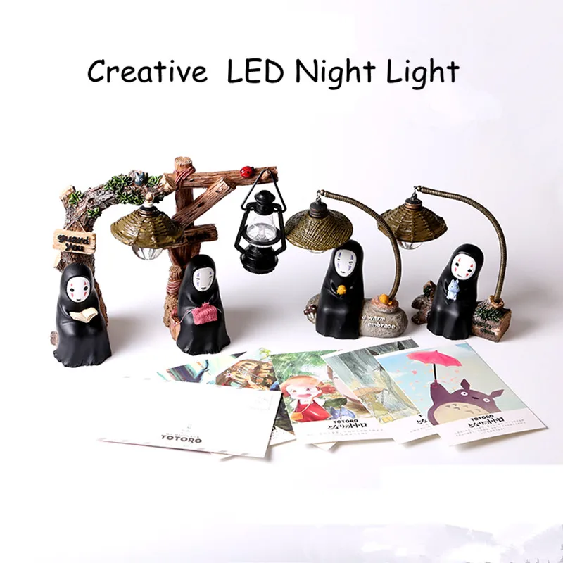 Креативный светодиодный Ночной светильник, изысканный Хаяо Миядзаки, Безликий ночной Светильник из смолы, ручная работа, настольная лампа, украшение для рабочего стола