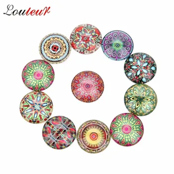 

LOULEUR 10/12/18/20/25mm 20pcs Round Photos Glass Cabochon Different Pattern fit Cameo Base Setting Pendant Jewelry Components