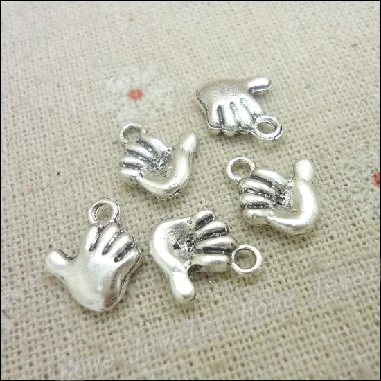 

Free shipping! 90pcs Antique silver Charms Hand Pendant Fit Bracelets Necklace DIY Metal Jewelry Making
