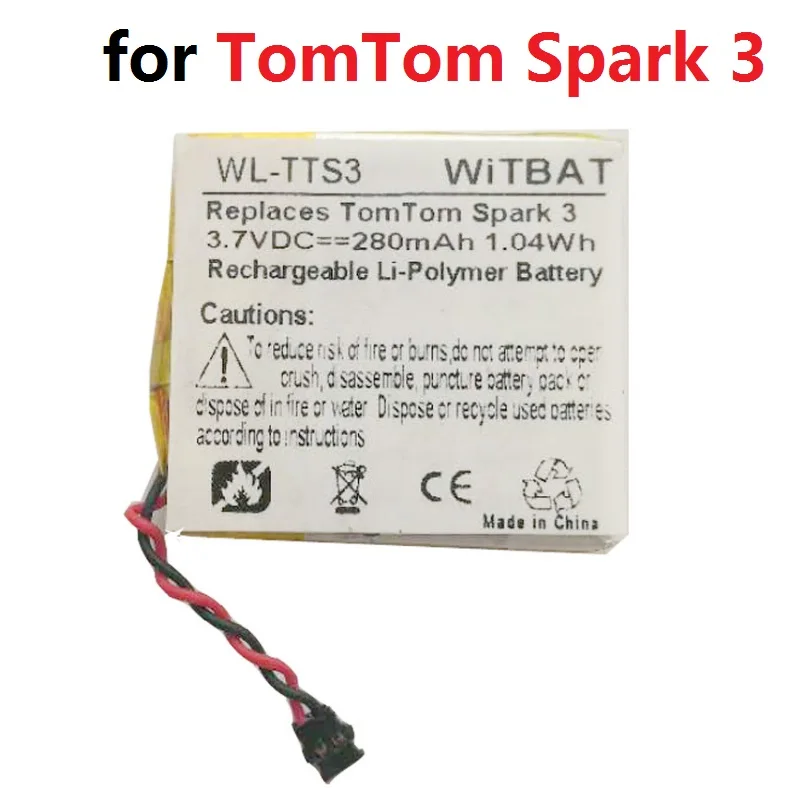 

3.7V Battery for TomTom Spark 3 Smart Watch Smartwatch 280mAh Li-Polymer Polymer Rechargeable Accumulator Replacement PP332727