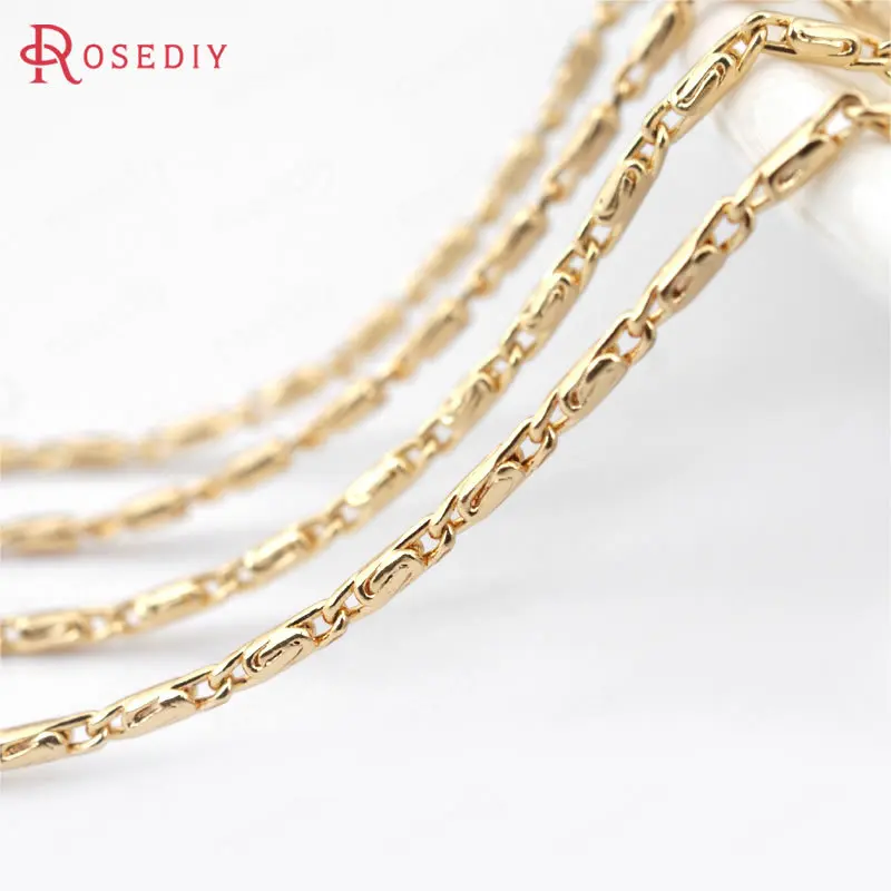 

2 Meters thickness 1.3MM 24K Champagne Gold Color Plated Copper Necklace Chains High Quality Diy Jewelry Findings Accessories