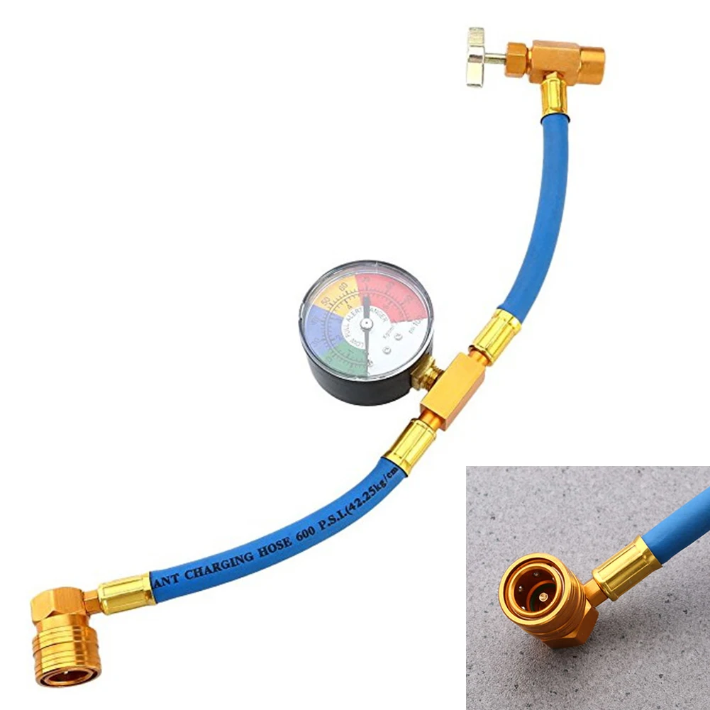 

R134A Adapter Recharge Measuring Gauge Car Hot Air Conditioner Charging Hose Pipe Refrigerant