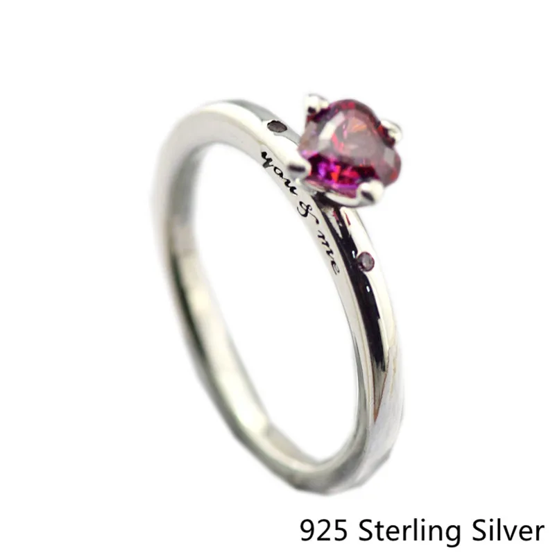 

925 Sterling Silver You & Me Ring, Multi-Colored For Women Original Fashion Charms European Style Jewelry CKK