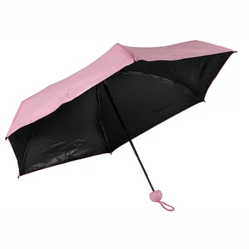 

Women Girls Mini Folding Capsule Umbrella Cute Case 5 Folding Travel Pocket Rain Sunny Umbrella