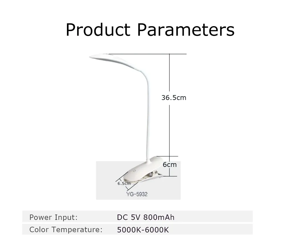 YAGE 5932 Свет книги ночного чтения света батареи 14 светодиодные настольные лампы клип свет Современный Складной светильников включают батареи