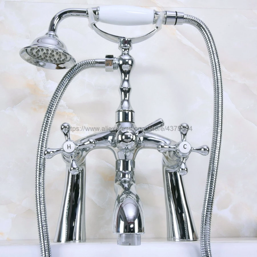 

Bathtub Faucets Deck Mounted Polished Chrome Bathtub Faucet With Hand Shower Bathroom Bath Shower Faucets Nna123