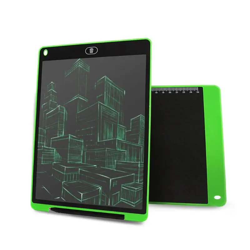 12 дюймов ЖК-планшет цифровой планшет для рисования планшет для рукописного ввода портативный электронный Графический блокнот доска с батареей CR2032 - Цвет: Зеленый
