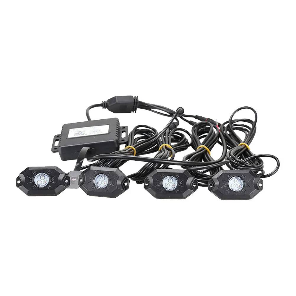 

1pcs RGB LED Rock Light Kit 4 pods Waterproof luetooth Control Rock Light for Vehicle Boat JEEP SUV Off Road Truck