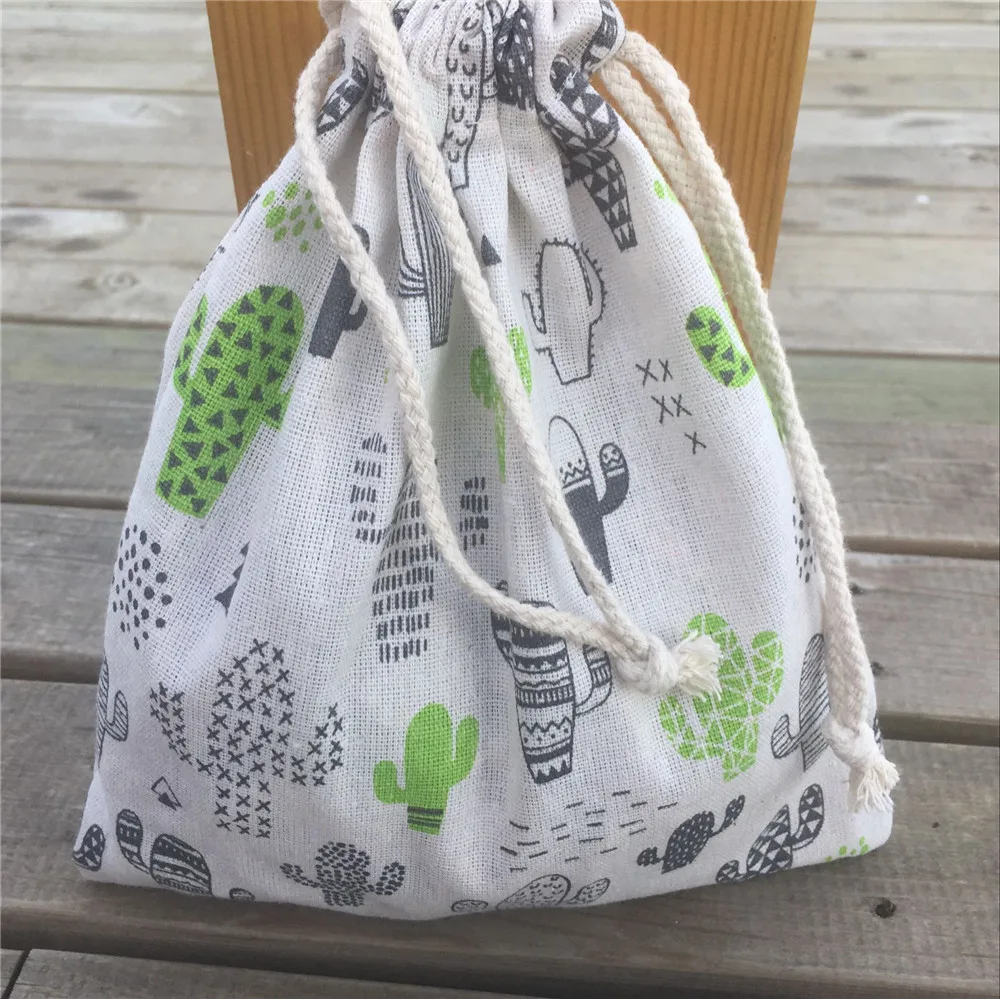 YILE 1 шт., вечерние подарочные сумки на шнурке из хлопка и льна с принтом кактуса, сортированный мешочек N8923e