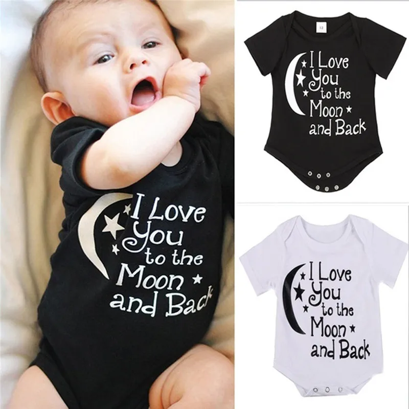 

Baby Girl Boy Romper Summer Toddler Kids Letter Print Tops Romper Sunsuit Cotton Clothes Outfits