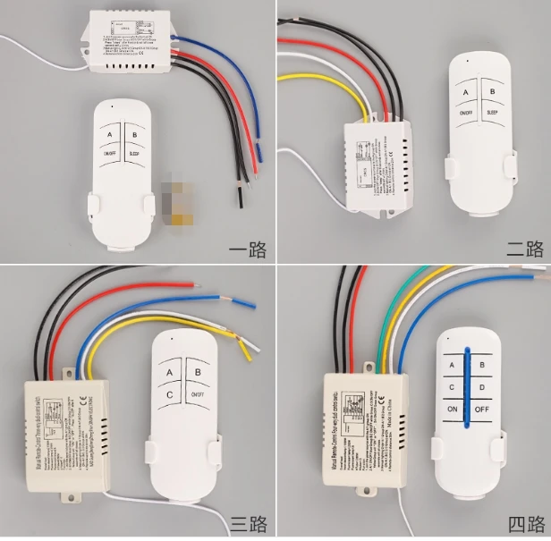 

mix 4kinds 1/2/3/4 Way Channel Remote Wireless Switch ac85-265V 50/60HZ ON/OFF For Light Lamp Splitter With Digital Transmitter