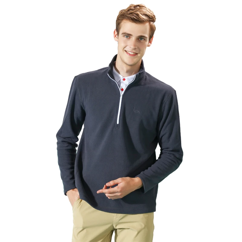 EAGEGOF Мужская футболка для гольфа с длинными рукавами Повседневная зимняя Толстовка осеннее теплое хлопковое пальто 1/4 на молнии с воротником-стойкой, пуловер, одежда