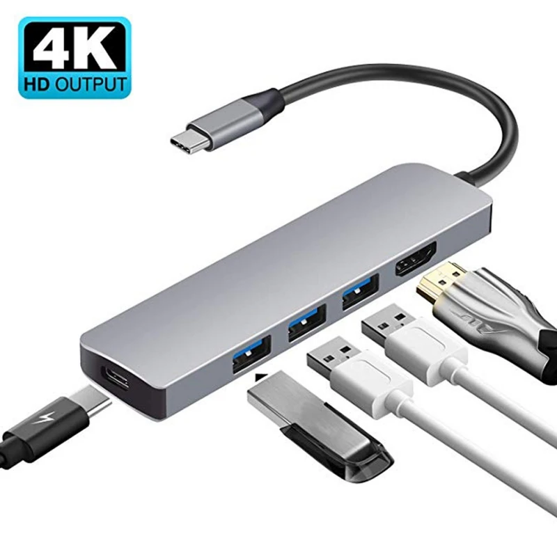 5 в 1 устройство для чтения карт USB 3,0 Тип-C Plug-and-play чехол для телефона Аксессуары для ноутбуков MacBook Pro huawei P30 USB-C 3,1 Разветвитель USB концентратор