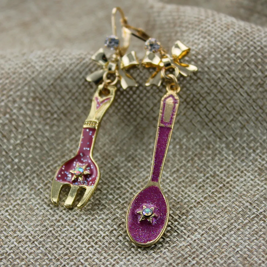 

XQ Free shipping 2015 The new Earrings fork spoon The new popular banquet texture