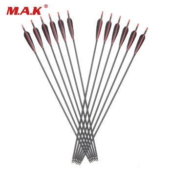 

31.5 Inches Mixed Carbon Arrow Spine 500 with Turkey Feather Changeable Head for Recurve Bow Archery Hunting
