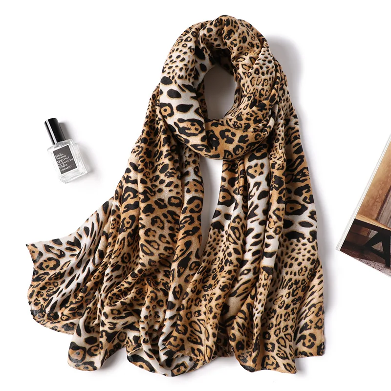 Дизайнерский Леопардовый принт, женский шарф, модный Пашмина для леди, хлопковые шарфы, шали и палантины, шейный хиджаб