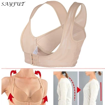 Women Adjustable Shoulder Back Posture Corrector Chest Brace Support Belt Vest Body Shaper Push Up Chest Shapewear Black S-2XL