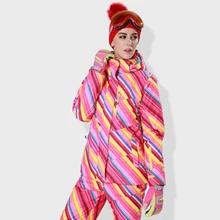 Зимняя Лыжная одежда Женский Бренд Премиум Лыжная куртка теплый водонепроницаемый ветрозащитный лыжный костюм и двойной Лыжный костюм