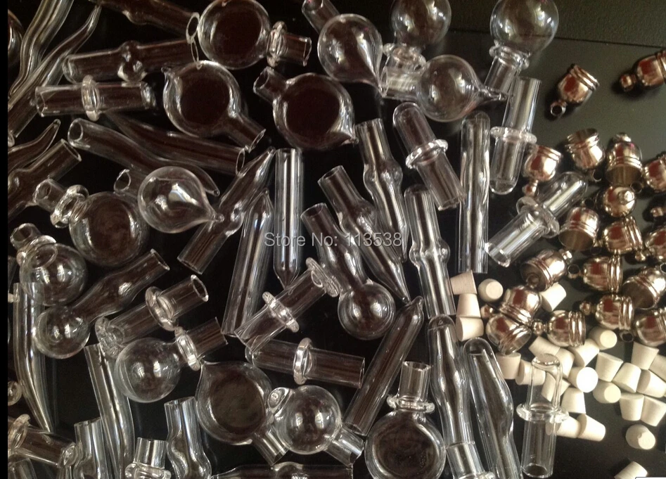 

100sets Mix Vial Pendants with mental cap need glue Magic Vials Pendant Essential Oil Pendant Rice Art Glass Vials Pendants