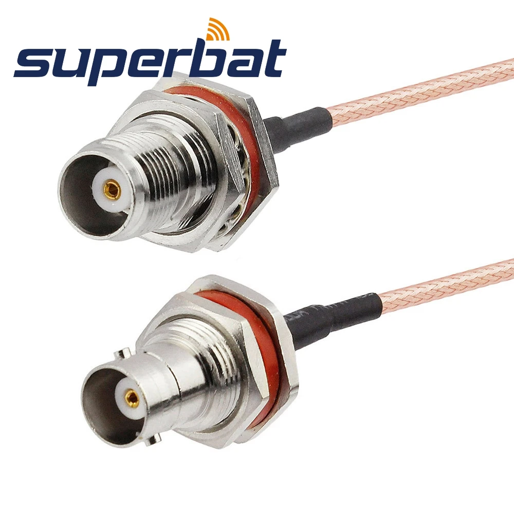 Superbat RF Coax Cable BNC female nut bulkhead to TNC female bulkhead