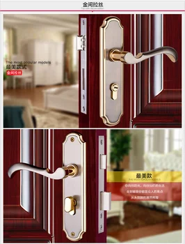 

1 satin gold color solid T handle lock+2 hinges +1 Door Stop suction indoor mute bearing wooden door hardware versatile