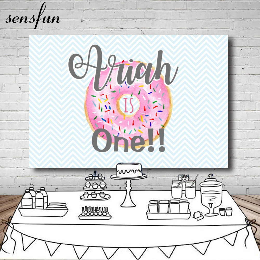 

220x150cm Pink Donut Backdrop Newborn Striped Baby Shower Girls Happy Birthday Backgrounds For Photo Studio 7x5FT Vinyl