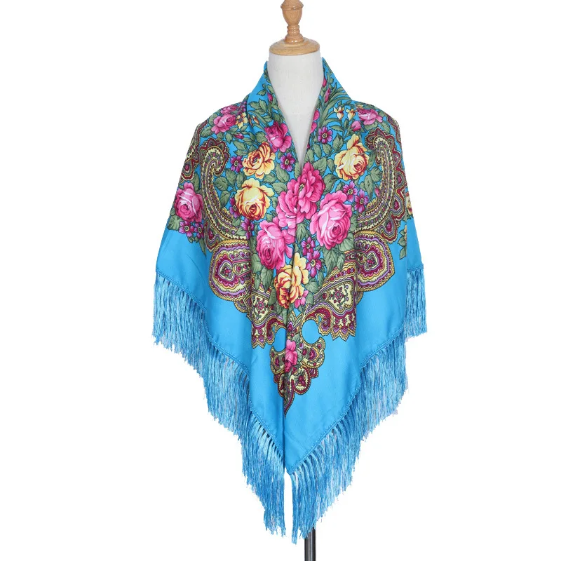 Горячая Распродажа, российский квадратный шарф большого размера, хлопковый длинный шарф с кисточками, брендовая весенне-зимняя шаль для женщин, женская накидка из пашмины, снуд - Цвет: 135CM  Light blue