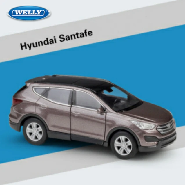 WELLY 1/36 HYUNDAI Santafe SUV литая под давлением модель автомобиля игрушка с вытягиванием назад для детей подарки коллекция игрушек