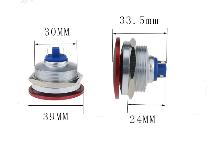 30 мм металлический кнопочный переключатель кнопка сброса красная большая контактная зона ток 5 А Рог