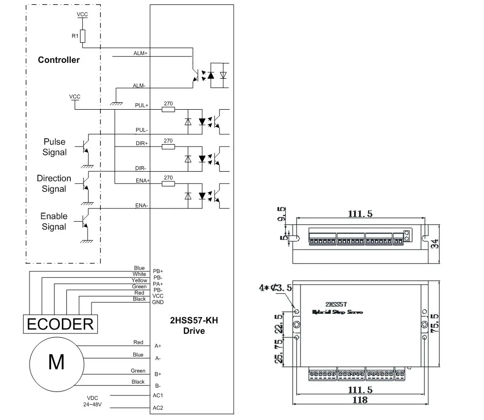 JMC 2HSS57 2 фазы замкнутого контура Шаг сервопривод драйвер для NEMA23 двигатель 1000 линии энкодера 24V-48VDC 6A