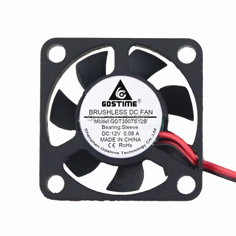 

2Pieces LOT Safe Packing Gdstime 3007s 30mm 30 x 30 x 7MM 2Pin 12V DC Motor Cooling Fan