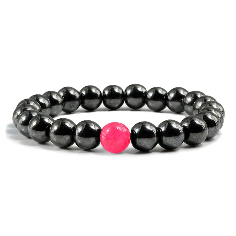 

Transfer Bead Natural Black Stone Bracelets Men Yoga Round Beads Charm handmade Casual Energy Elastic Bangle Jewelry Lovers Gift