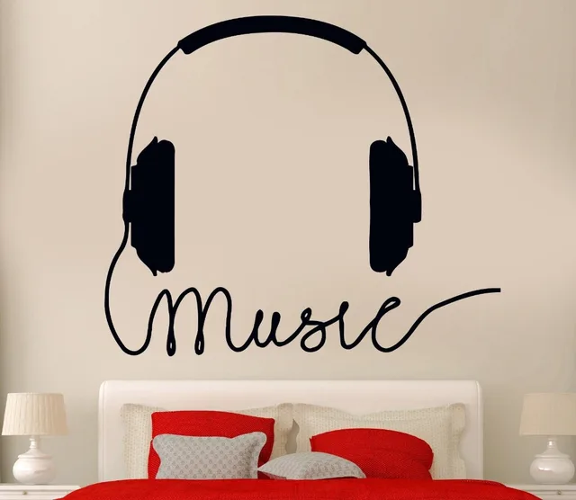 New Music Stylist Vinyl Wall Decal Headphones Sign Rock Pop New Music Stylist Vinyl Wall Decal Headphones Sign Rock Pop Songs Cool Decor For Bedroom