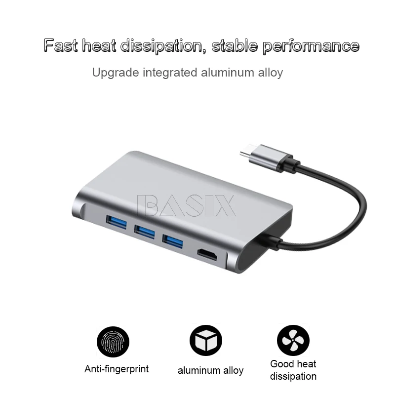 Basix USB C концентратор USB 3,1 type C к HDMI/USB 3,0/RJ45/SD/TF/PD адаптер для Macbook Pro huawei P20 samsung S8 type-c концентратор