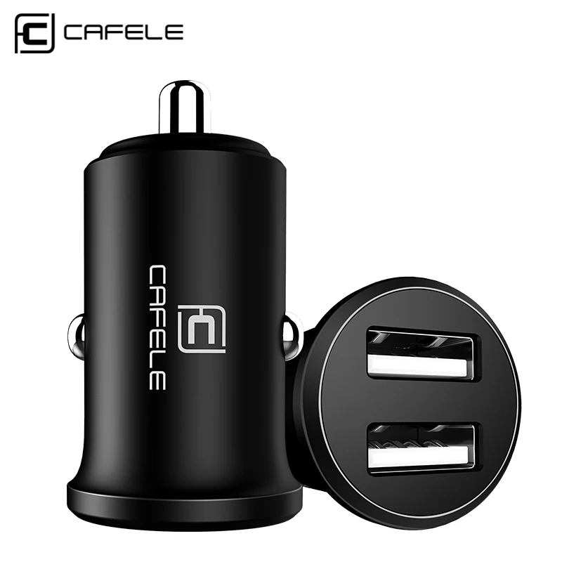 

CAFELE luxury Car Charger Dual USB output 4.8A fast charging Aluminium Alloy Phone Car Cigar Lighter DC 12-24V Phone Charger