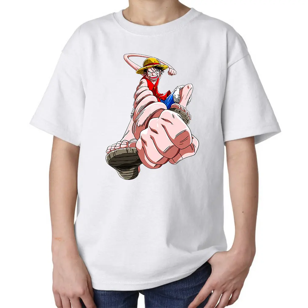 One Piece straw hat Luffy rubber man an anime manga kids unisex t shirt white Tops Men Tee Shirts top tee