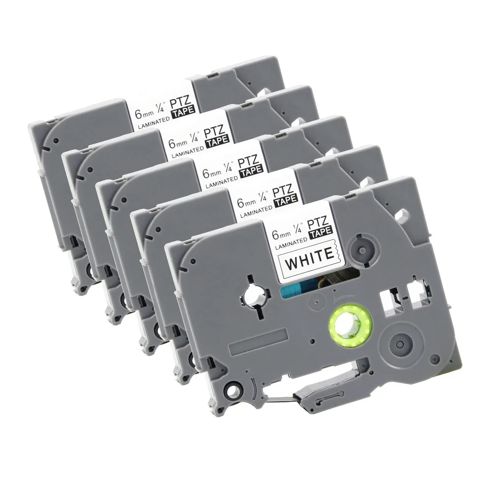 

5PCS PUTY 6mm Black On White TZe-211 tz211 TZ-211 label tapes compatible for PT200 1000 D210 H110 E110 P-Touch label printers