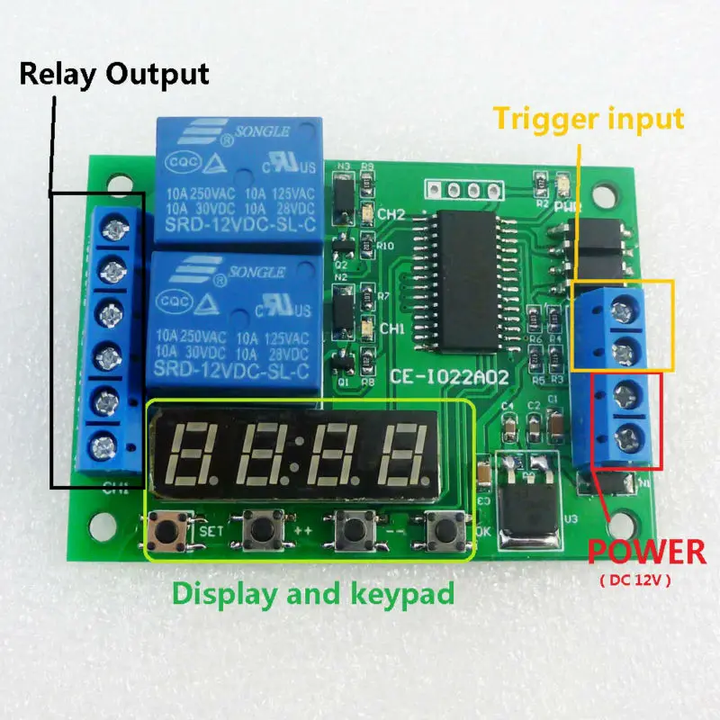 IO22A02 DC 12V 2CH Многофункциональное реле задержки таймер переключатель времени для