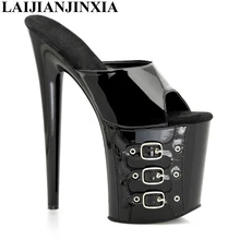 LAIJIANJINXIA/Лидер продаж; летние тапочки на очень высоком каблуке с ремешком и пряжкой; пикантная танцевальная обувь для сцены