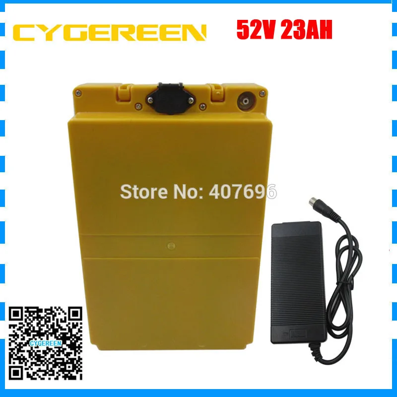 On sale Price for  1000W 52V battery 52V 23AH ebike battery pack with plastic case use for panasonic 2900mah cell with