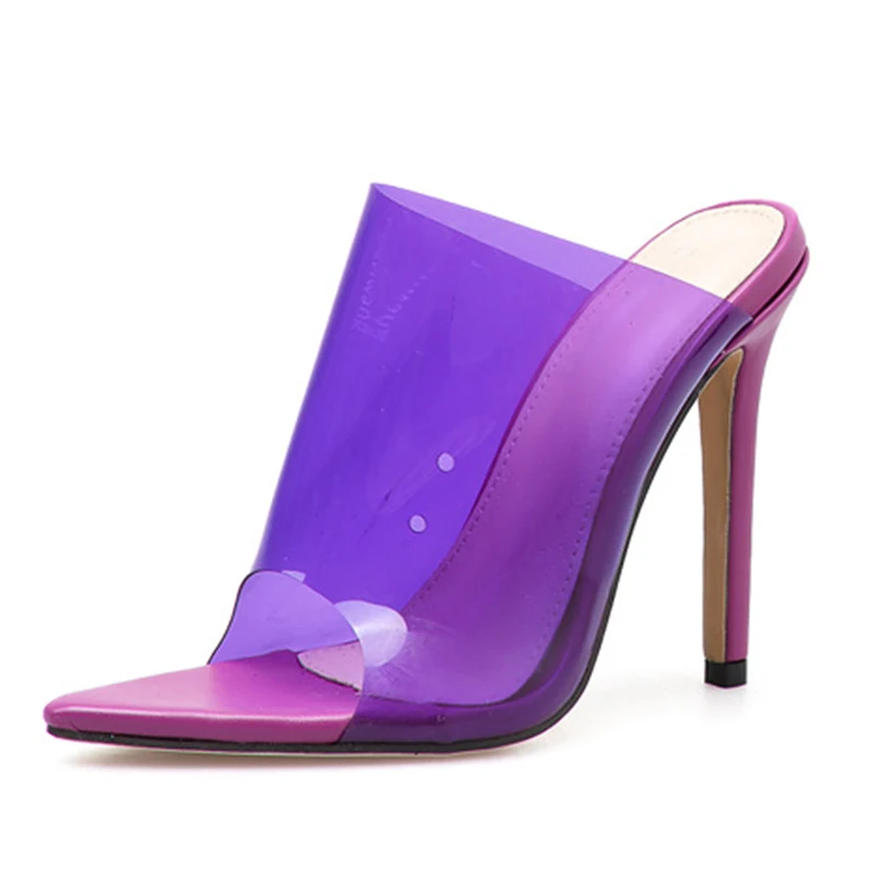 

Rimocy sexy ladies super high heels PVC Jelly Sandals 2019 summer fashion thin heeled purple slippers women pumps shoes woman