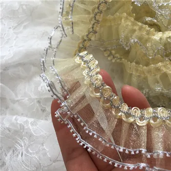 

5yards/lot Gold water soluble Lace Trims Embroidered mesh lace ribbon diy appliques handmade sewing craft lace supplier