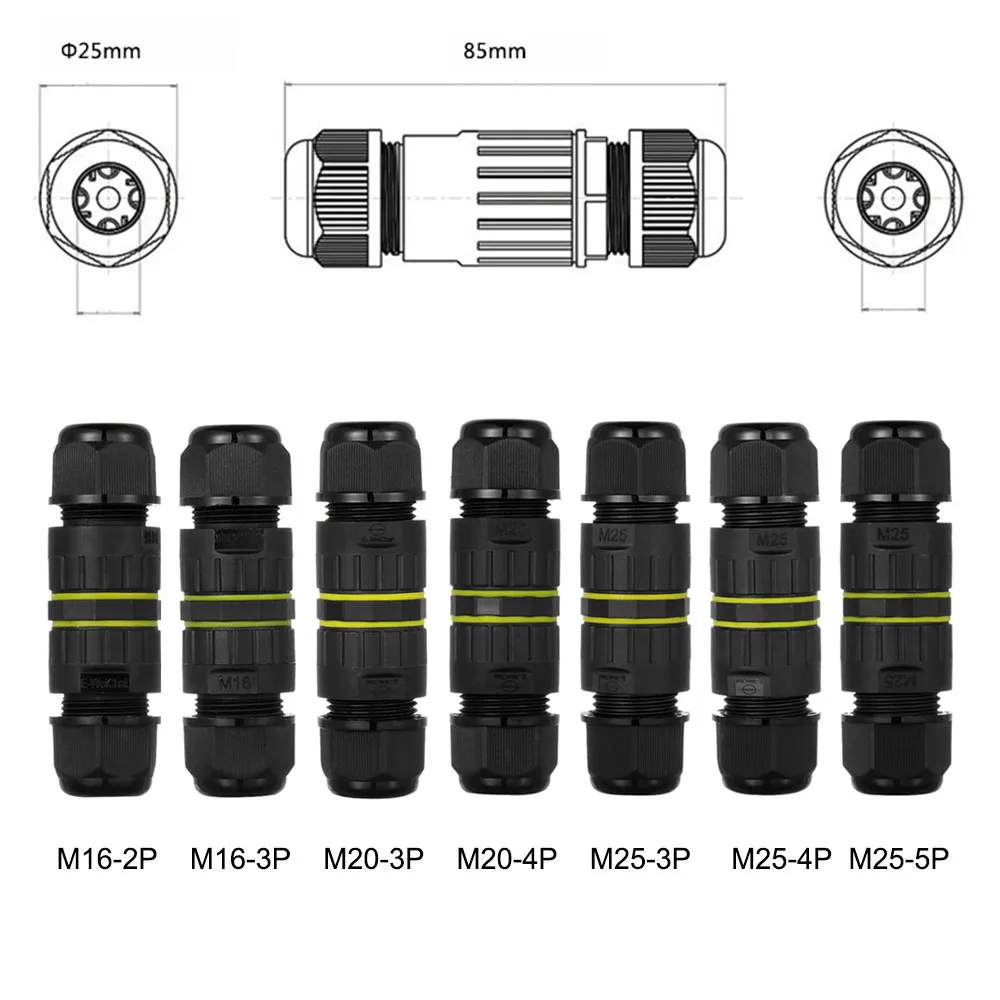 IP68 Водонепроницаемый кабельный разъем 2/3/4/5 Pin Электрический герметичный Retardant AC распределительная коробка