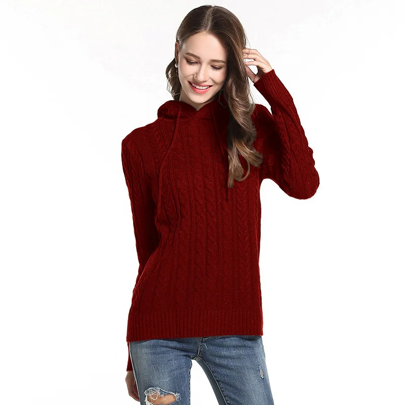 2018 Autumn Knitted Hooded Sweater Women Casual Pullovers Ladies Long Sleeve Knitted Tops 2018 Autumn Knitted Hooded Sweater Women Casual Pullovers Ladies Long Sleeve Knitted Tops
