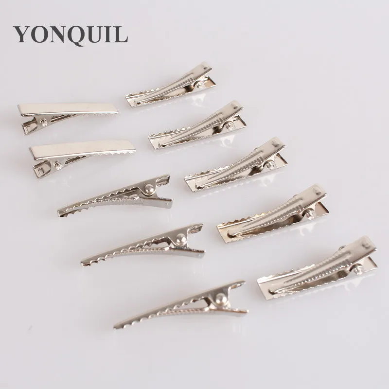 32MM Silver tone hair clips Single Prong alligator clip teeth clips