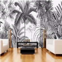 Пользовательские обои Европейский Винтаж Ручная роспись черный и белый Coot Tufts джунгли Фреска ТВ фон стены 3d обои