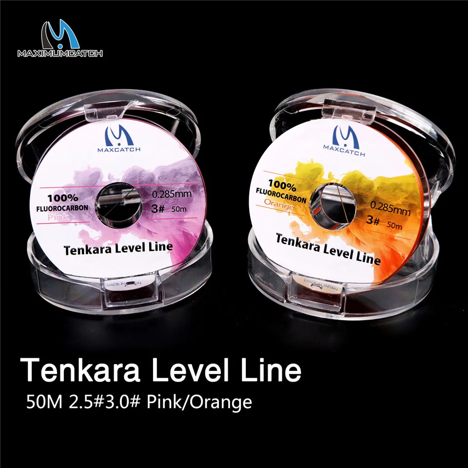 Линия Maximumcatch Tenkara Level 50 м 2,5#/3,0# фторуглеродная Розовая/оранжевая леска Tenkara Fly