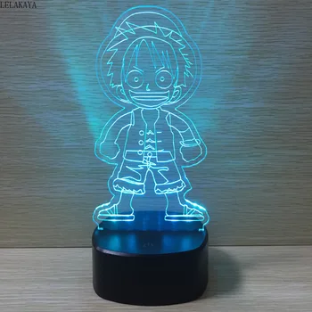 

USB Night Light Cartoon Anime Action Figure Printed One Piece Luffy Acrylic Creative LED 0.5w Touch Color Changeable Gift Doll