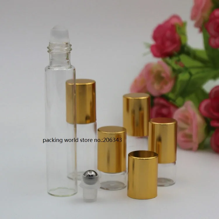 1ML2ml3ml прозрачная стеклянная бутылка со стеклом/стальным шариком Золотая Крышка