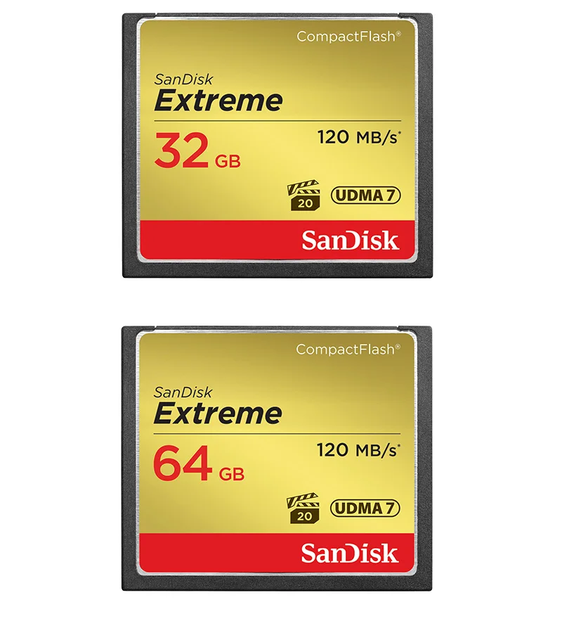 SanDisk Extreme CompactFlash 32 ГБ, 64 ГБ и 128 ГБ для cf-карт UDMA-7 800X VPG-20 120 МБ/с. Compact Flash карты памяти для SLR/HD Камер